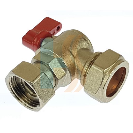 Heatline D002160280-1 Heating Flow Isolation Valve Red Handle 22mm x 3/4 Swivel